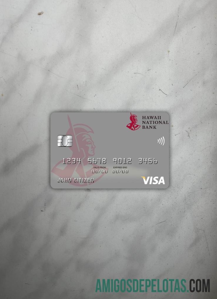 Cartão de débito Visa do Hawaii, Hawaii National Bank com foto na frente exemplo